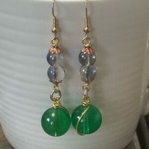 🌸4 for $10 NEW Handmade Green and Blue Dangle Earrings